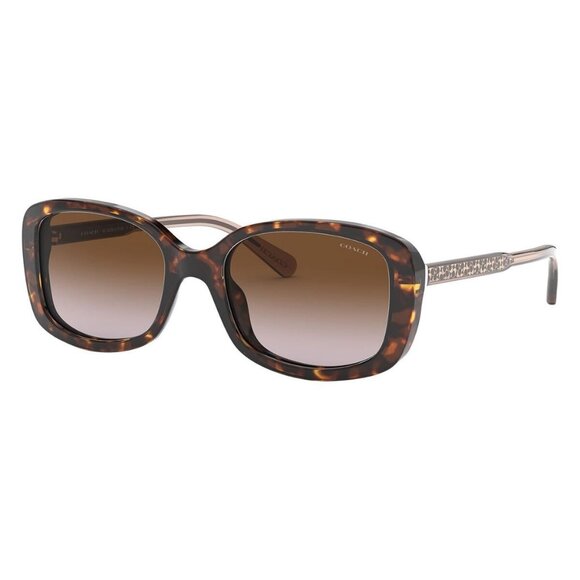 New COACH L1114 Havana Rectangle HC8278 512013 Sunglasses Women - Picture 1 of 4